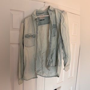 TNA denim boyfriend shirt.